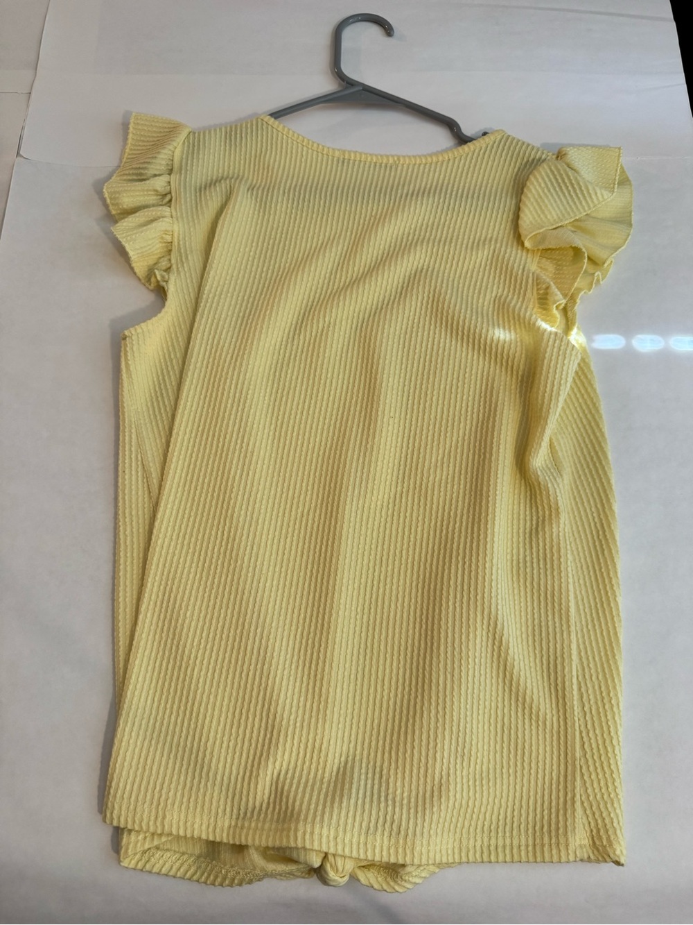 Yellow Knot-Front Ruffle Sleeve Tank Top - Picture 2 of 2